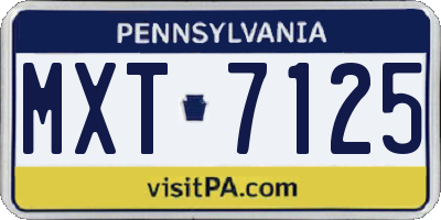 PA license plate MXT7125