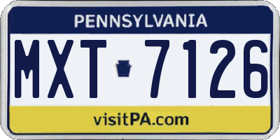PA license plate MXT7126