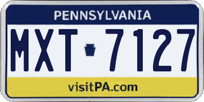 PA license plate MXT7127