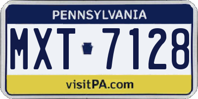 PA license plate MXT7128
