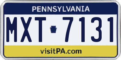 PA license plate MXT7131