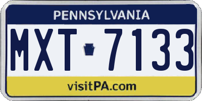 PA license plate MXT7133