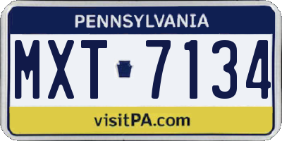 PA license plate MXT7134