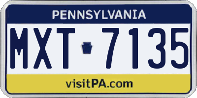 PA license plate MXT7135
