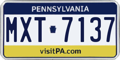 PA license plate MXT7137