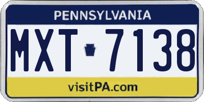 PA license plate MXT7138