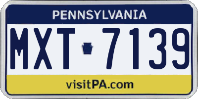 PA license plate MXT7139