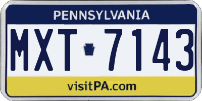 PA license plate MXT7143