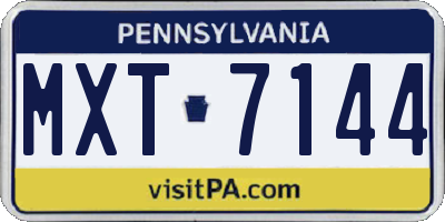 PA license plate MXT7144