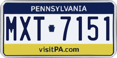 PA license plate MXT7151