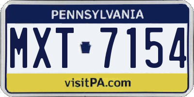 PA license plate MXT7154