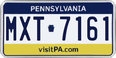 PA license plate MXT7161