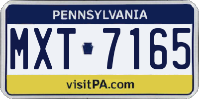 PA license plate MXT7165