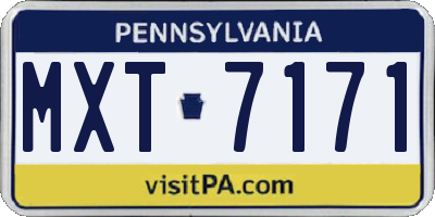 PA license plate MXT7171