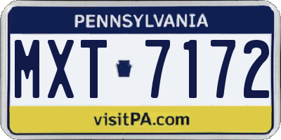 PA license plate MXT7172