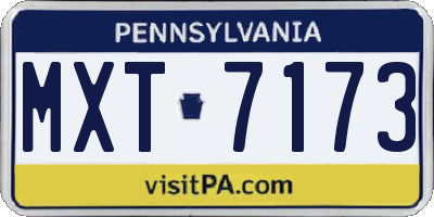 PA license plate MXT7173