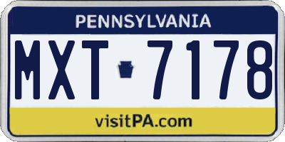 PA license plate MXT7178