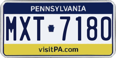 PA license plate MXT7180