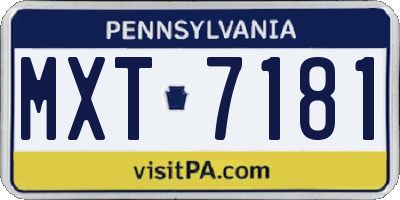 PA license plate MXT7181