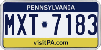 PA license plate MXT7183