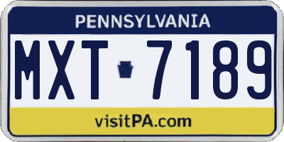 PA license plate MXT7189