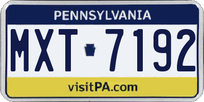 PA license plate MXT7192