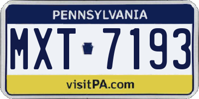 PA license plate MXT7193