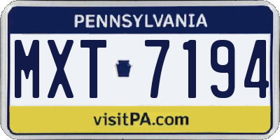 PA license plate MXT7194