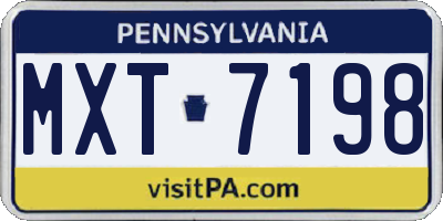 PA license plate MXT7198