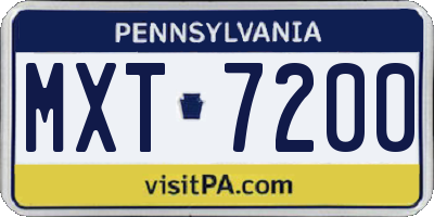 PA license plate MXT7200