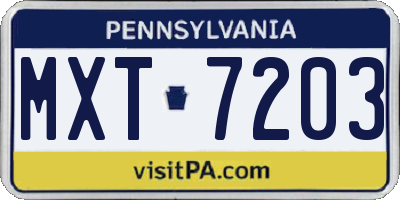 PA license plate MXT7203
