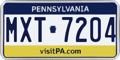 PA license plate MXT7204