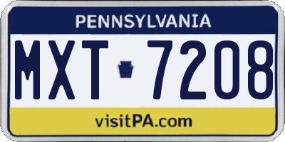 PA license plate MXT7208
