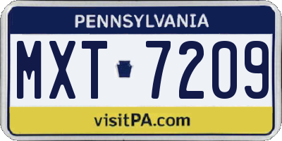PA license plate MXT7209