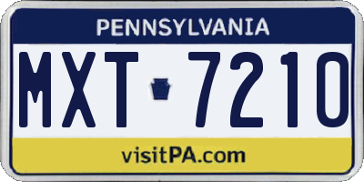 PA license plate MXT7210