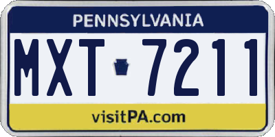 PA license plate MXT7211