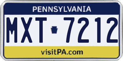 PA license plate MXT7212