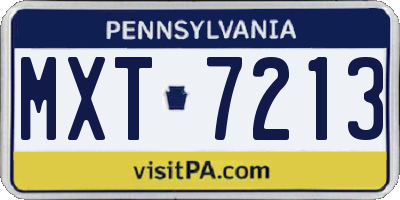 PA license plate MXT7213