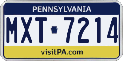 PA license plate MXT7214