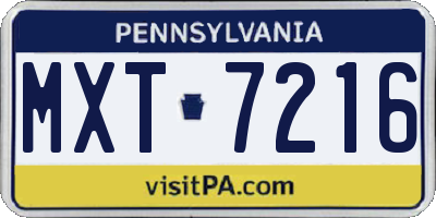 PA license plate MXT7216