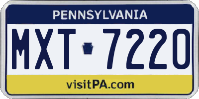 PA license plate MXT7220