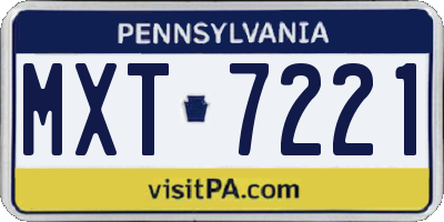 PA license plate MXT7221