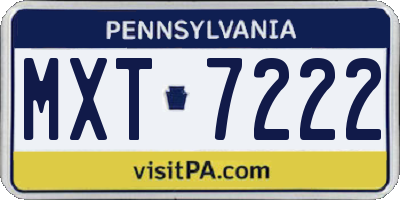 PA license plate MXT7222