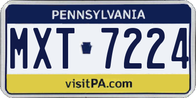 PA license plate MXT7224