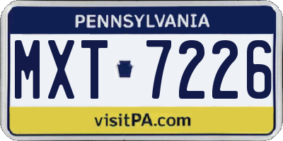 PA license plate MXT7226