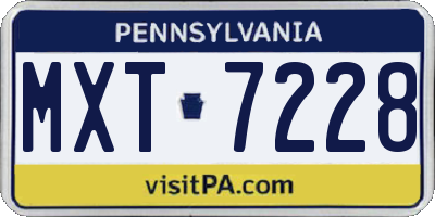 PA license plate MXT7228