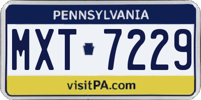 PA license plate MXT7229