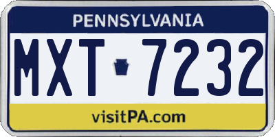 PA license plate MXT7232