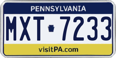 PA license plate MXT7233
