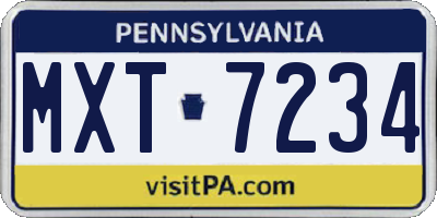 PA license plate MXT7234